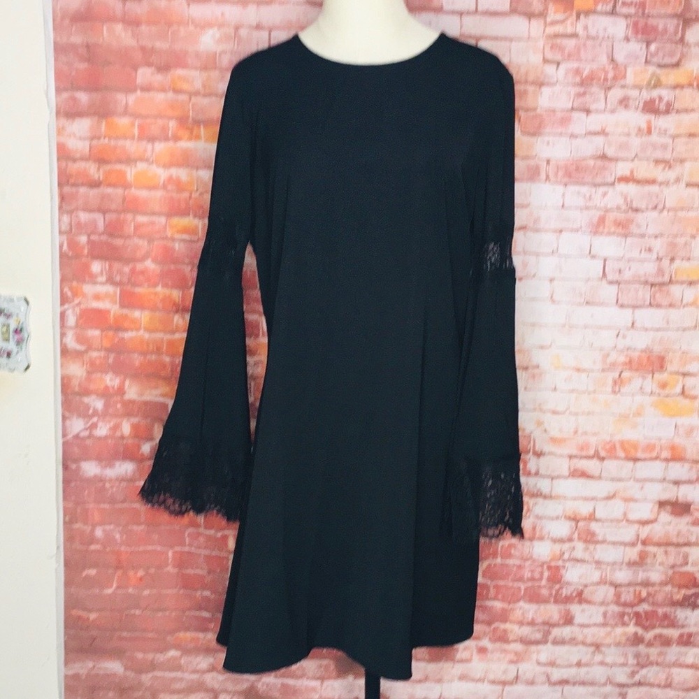 Mossimo Black Lace Bell Sleeve Babydoll Dress